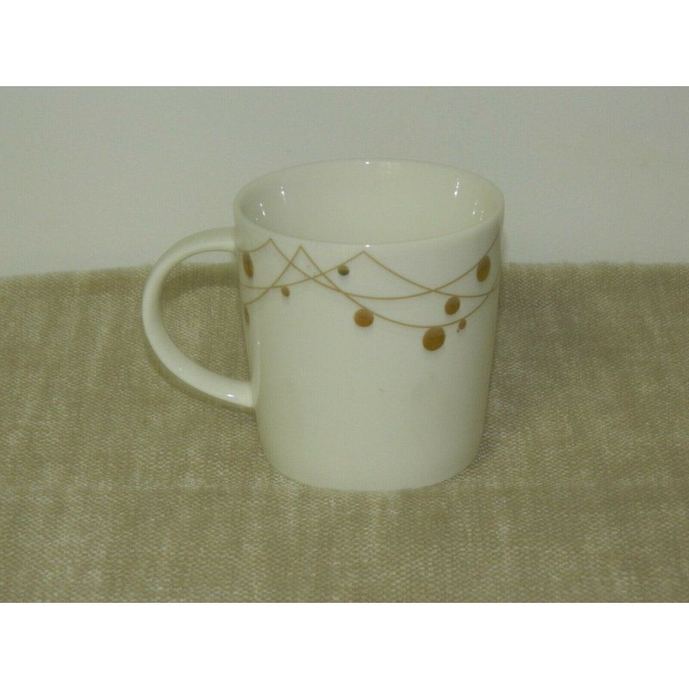 Starbucks Coffee Mug 2012 White‎ New Bone China with Gold Christmas Garland Rim